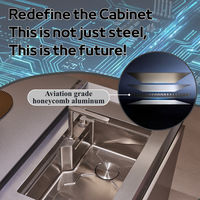 Îlot de cuisine extérieur BAINENG, armoires de cuisine en acier inoxydable autoportantes, design moderne, armoires modulaires d'extérieur