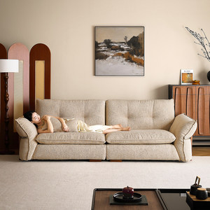 Chujian <strong>Sofa</strong> Vintage-style Cotton-linen Fabric Living Room <strong>Sofa</strong> <strong>MS</strong>-1959 Model High-end Solid Wood One Seat Removable Washable - Product Image 2