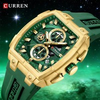 Montres CURREN 8488, chronographe élégant, étanche, lumineux, bracelet en silicone, montres multifonctions pour hommes, montre-bracelet pour hommes d'affaires