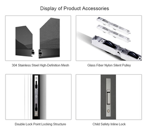 Fenêtre coulissante à <span class=keywords><strong>double</strong></span> <span class=keywords><strong>vitrage</strong></span> en alliage d'aluminium avec 3 rails - Product Image 5