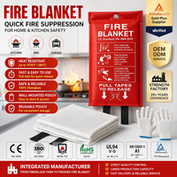 Fabricant vérifié Suihua, couverture anti-feu en fibre de verre 1*1M, certifiée EN1869:2019 pour la maison et la cuisine