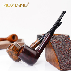 Muxiang Wood Smoking Pipe Billiard Shape Handmade Briarwood Tobacco Pipe Classic Freestyle Design - Product Image 1