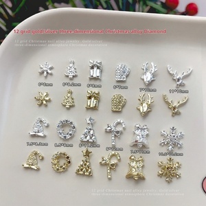 Décorations d'ongles de Noël en alliage, 12 compartiments, assortiment varié, spéciales pour salons de manucure - Meilleures ventes - Product Image 5