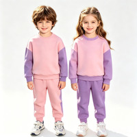Ensemble de vêtements de sport pour enfants tendance, couleur contrastée, tenue décontractée personnalisée pour l'automne