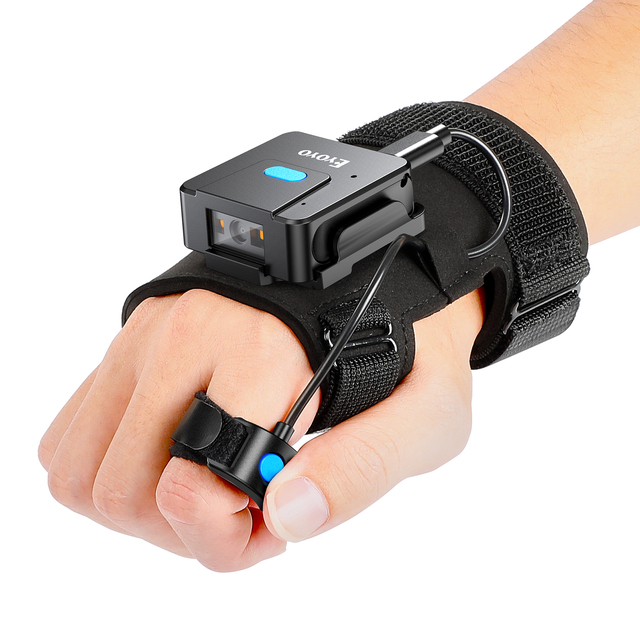 Eyoyo Wearable Glove QR Code Scanner, 1D 2D Finger Ring Bluetooth Barcode Scanner, Left&Right Hand Wearable, Portable Wireless