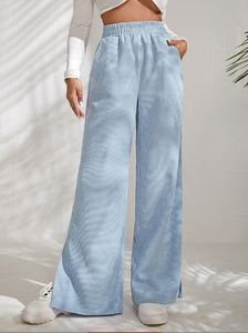 2024 <span class=keywords><strong>pantaloni</strong></span> Casual a vita alta da <span class=keywords><strong>donna</strong></span> europei e americani in <span class=keywords><strong>velluto</strong></span> a <span class=keywords><strong>coste</strong></span> tinta unita <span class=keywords><strong>pantaloni</strong></span> lunghi con orlo diviso - Product Image 5