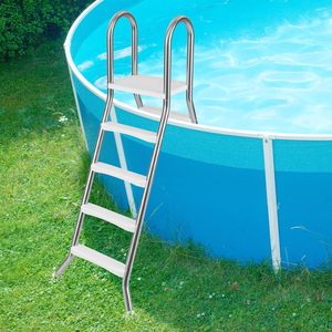 Scala per Piscina Fuori Terra in Acciaio Inossidabile, Robusta con Piattaforma Superiore, Gradini Antiscivolo a 4 Livelli, Scala Girevole a Doppio Lato - Product Image 2
