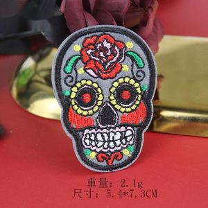 Patch brodé thermocollant style mexicain avec logo tête de mort et fleur de rose en sucre - Product Image 2