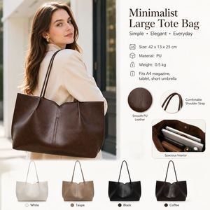 Bolso Tote Minimalista para Mujer, Gran Capacidad, Asa Superior, Bolso de Hombro para Oficina, Compras, Viajes y Uso Diario - Product Image 1