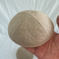 Kippah de Lino Natural Liso al por Mayor, 4 Paneles, Transpirable, Beige Marfil, Kippot Judío, Yarmulke, Kippa, Sombrero Judaico