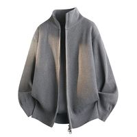 Maßgefertigte Herren Strickjacke mit Reißverschluss Herbst Mud Wash Distressed Vintage Übergroße Baggy Streetwear Hip Hop Pullover Großhandel