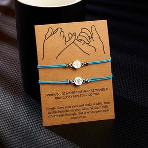 Coppie fascino Del Braccialetto Set Branelli Rotondi Bussola <span class=keywords><strong>Tartaruga</strong></span> Del Tessuto Stringa Braccialetto di Corda Per Le Donne - Product Image 5