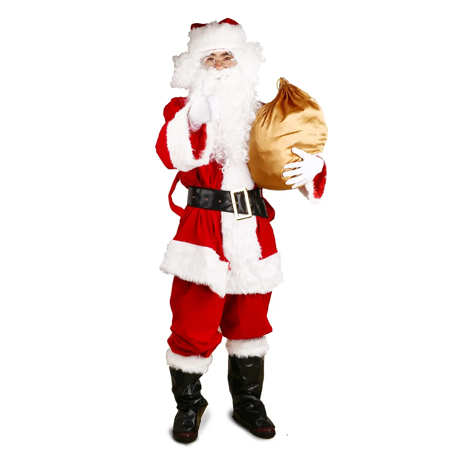 Adulto Niños Disfraz De Lujo De Santa Claus Papá Noel Vestido de fantasía Traje Traje 