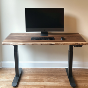 Tavolo in legno di noce nero solido Design scrivania in piedi <span class=keywords><strong>con</strong></span> 2 motori regolabile in altezza per la casa ufficio mobili UV finitura hotel - Product Image 3