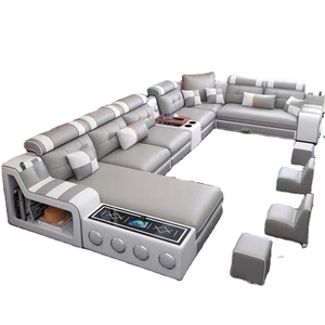 <span class=keywords><strong>Divano</strong></span> <span class=keywords><strong>Angolare</strong></span> Modulare di Alta Qualità con Design Moderno ed Essenziale, Funzioni Audio Musicali e Ricarica USB per Arredamento Casa - Product Image 1