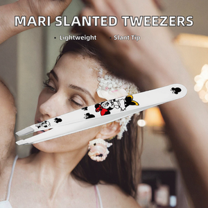 แหนบถอนคิ้วแบบปลายเอียงสไตล์คลาสสิกทำจากสแตนเลสเคลือบโคโลสไตล์คลาสสิกทนทานน้ำหนักเบา - Product Image 2