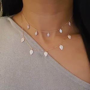 ROND <span class=keywords><strong>Marquise</strong></span> 5A étincelant bling zircone cubique plaqué or rose mode femmes tour de cou déclaration oeil charme mode cz collier - Product Image 1