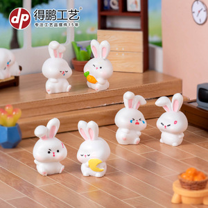 <b>Cute</b> Cartoon Bunny <b>Doll</b> Resin Mini Figure Desk Ornament Stress Relief Toy For Kids And Adults - Product Image 2