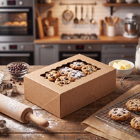 Boîtes à pâtisserie en kraft de qualité alimentaire avec fenêtre pour l'emballage de biscuits, beignets et pâtisseries, en stock aux États-Unis
