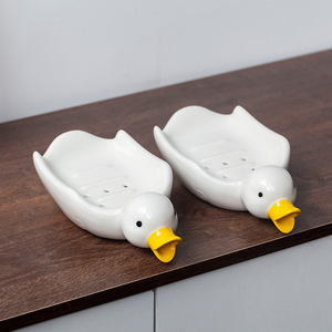 Ruijie Duck Shape Ceramic <b>Soap</b> <b>Dish</b> Self Drain Home Bathroom Decorative <b>Soap</b> <b>Holder</b> - Product Image 3