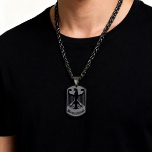 Kalung Liontin Anjing Baja Anti Karat dengan Lambang Elang Jerman Baru, Perhiasan Hadiah Fashion Pria yang Dapat Dipersonalisasi - Product Image 3