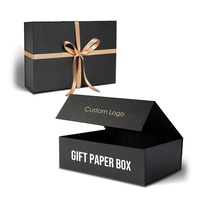 Boîte en carton pliable de luxe avec logo personnalisé recyclable, boîte en papier rigide noir de luxe avec fermeture magnétique, emballages de boîtes cadeaux en papier