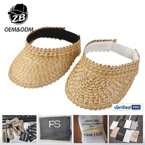 Custom Natural Wide Brim Floppy Hats Open Top Sun Visor Hat for Women Jagged Edge UV Sun Protection Straw Beach Sun Cap - Product Image 1