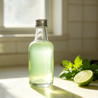 Botol Minuman Keras Mini dari Kaca Bening dengan Tutup Sekrup, Botol Kemasan Minuman Bulat Kecil untuk Minuman Keras, Jus