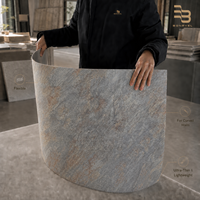 Panel Batu Fleksibel Tekstur 3D MCM Abu-abu Rust Slate Ultra-Tipis Ringan untuk Dekorasi Dinding Lengkung Interior Eksterior