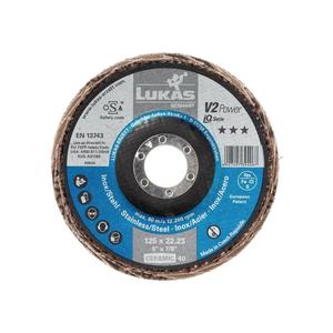 LUKAS Disco tipo ventilador V2 POWER CER DM 125 mm granulación 40 plano inoxidable St., tit. CER (Gran cerámica.) - Product Image 1