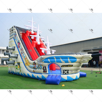 Structure gonflable commerciale pirate : Toboggan sec galion, Château pirate, Combo grimpeur et toboggan, pour location événementielle et enfants