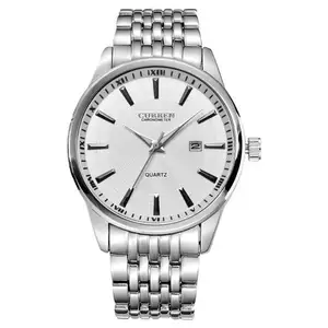 CURREN 8052 luxury white man quartz watch nice steel Strap water proof calender old Leisure wrist watch from China manufacturer