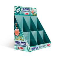Logo personnalisé pour présentoir de comptoir de supermarché, présentoir publicitaire en carton à 3 niveaux, boîte de présentation portable avec séparateur, montage facile