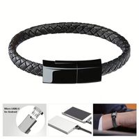 Bracelet chargeur USB micro mini en cuir, câble de charge et de synchronisation de données