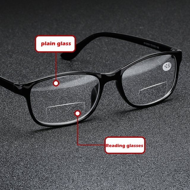 Bifocal Reading Glasses for Men square Plain Glass Spectacles Presbyopia Reading Glasses