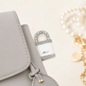 Prêt à expédier : Cadenas de luxe Mandarin Orange, haut de gamme, <span class=keywords><strong>chic</strong></span>, avec diamants étincelants et logo métallique de créateur - Product Image 2