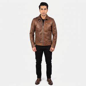 <b>Men's</b> Fashion Genuine Leather Motorcycle <b>Jacket</b> Windproof Winter Protective Racing Coat Front Logo Classic Moto <b>jacket</b> for <b>men</b> - Product Image 1