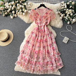 Impresión de malla de gama alta para mujer <span class=keywords><strong>Dre</strong></span> Chic seda encaje pastel <span class=keywords><strong>Dre</strong></span> Ce fiesta bordado largo <span class=keywords><strong>Dre</strong></span> - Product Image 1