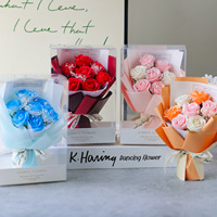 Nouveau Bouquet de Roses Artisanal pour la Saint-Valentin et le Festival Qixi, Boîte Cadeau en PVC, Décoration de Bureau Champêtre et Rustique