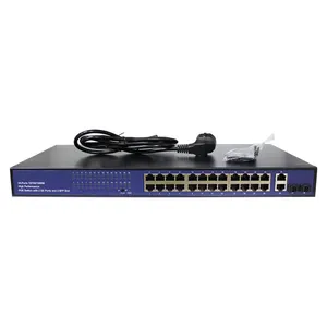 High Power Max 400w Output 10/100/1000mbps Poe Switch 24 Port Managed Switch Poe Gigabit Ethernet