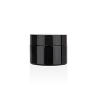Offre Spéciale de luxe noir 50ml visage crème pour les yeux beurre corporel rond emballage cosmétique pot en verre avec couvercle noir et joint