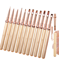 Ensemble de pinceaux à ongles en acrylique avec manche en métal, poils en nylon doux, gel UV 3D, manucure française, boîte à ongles multifonctionnelle de luxe, vente en gros