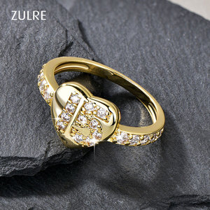 Подарок на 15-летие (Кинсеанера): Романтическое модное обручальное кольцо для женщин с прозрачным круглым цирконом 5А в форме сердца - Product Image 1