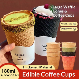 Coupelles à café comestibles en gaufre, capacité 180 ml, boîte de 24 pièces pour glaces, desserts, cafés et fêtes - Product Image 1