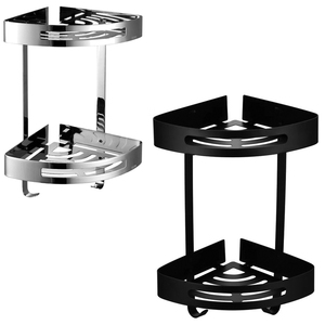 Khách sạn hiện đại treo tường góc giá thép không gỉ đôi lớp màu đen vòi hoa sen Caddy kệ móc phòng tắm Organizer - Product Image 1