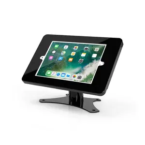360 Swivel ball head counter top metal secure enclosure tablet stand hold for Ipad/POS