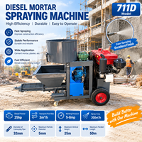 Machine à projeter le mortier diesel haute performance avec mélangeur, pulvérisateur de ciment et de plâtre 25 CV, 3 m³/h, équipement de construction