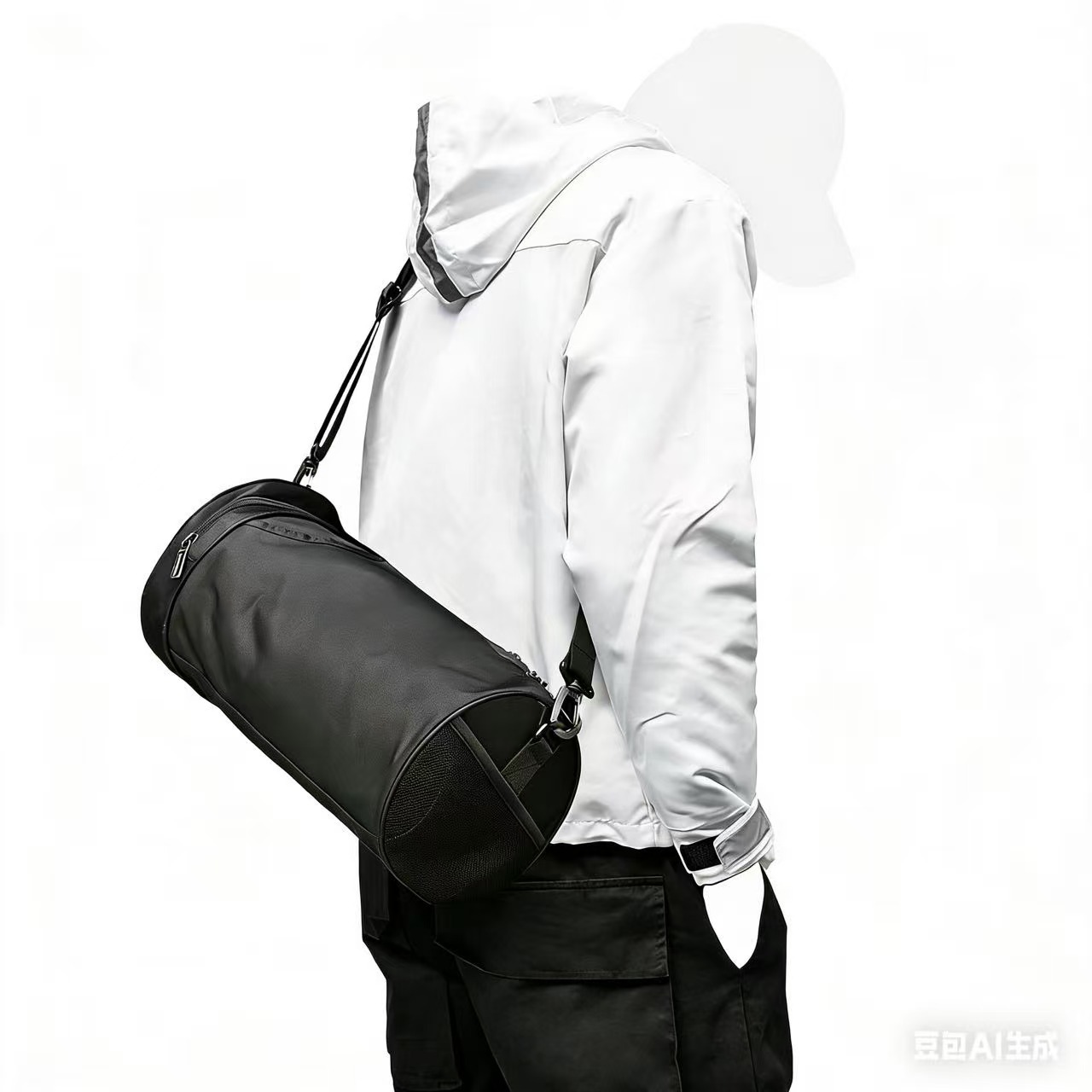 Compact Black Sports Gym Bag for Men Women Small Athletic