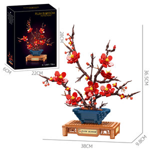 Ramas de árbol de ciruelo artificial en miniatura de plástico al por mayor, juguetes de bloques de construcción, colección botánica, plantas en maceta - Product Image 2