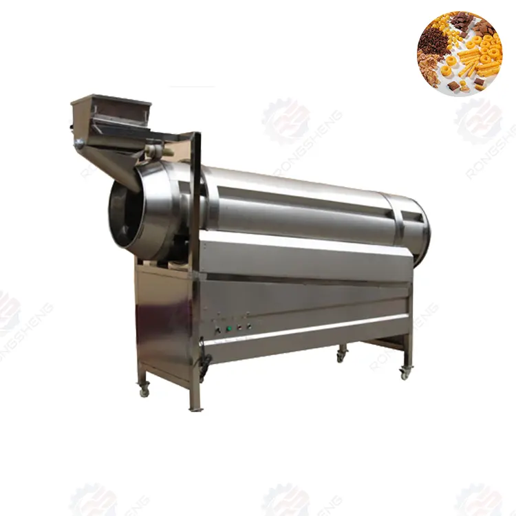 वाणिज्यिक निर्माता फूला हुआ खाद्य पॉपकॉर्न तलने और स्वाद उत्पादन लाइन लेपित मूंगफली मसाला मिक्सर मशीन